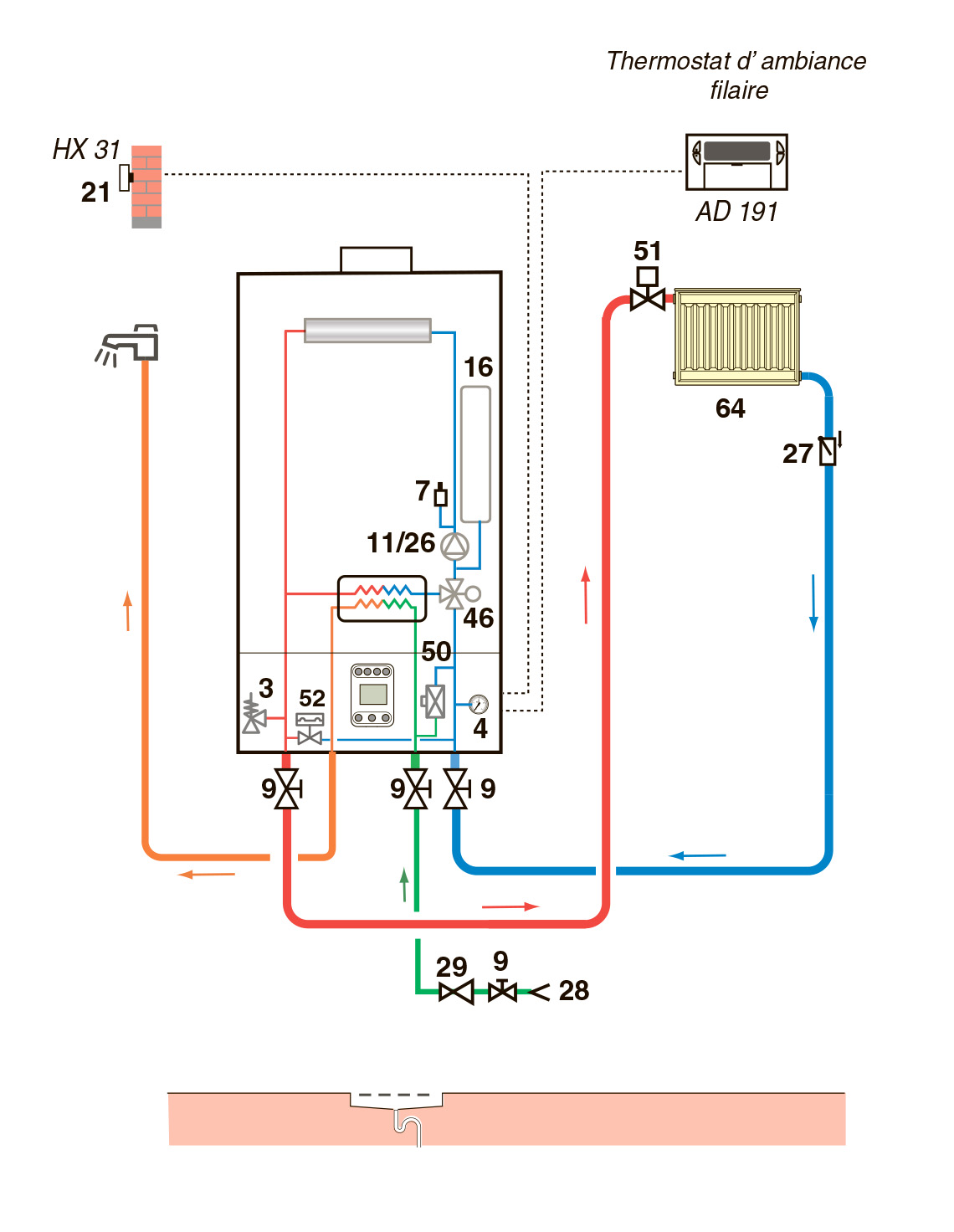 Газовый котел ZENA MS 24 MI двухконутрный, атмосферный